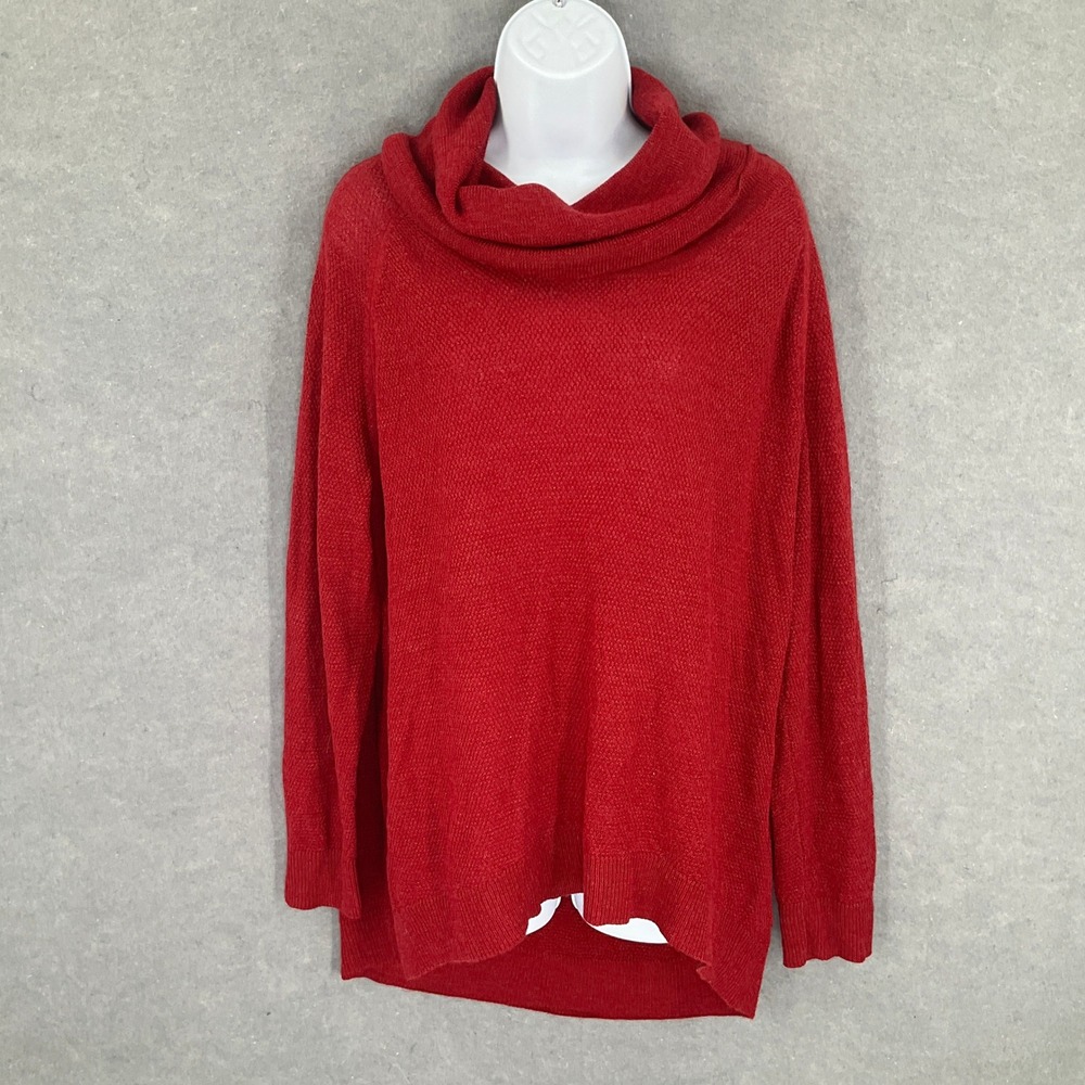 Coldwater Creek Red Cowl Neck Sweater Women's 1X Wool Blend Relaxed Fit